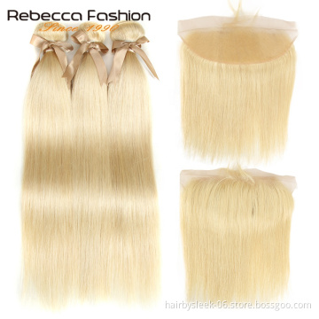 Rebecca 613 Blond Straight Weave Raw 100% hair 8-24 inches 12A grade high quality 613 virgin hair bundles Remy hair extension